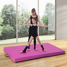 Load image into Gallery viewer, 6&#39;x3.2&#39;x4&#39;&#39; Gymnastic Mat Thick Two Folding Panel Fitness Exercise Pink